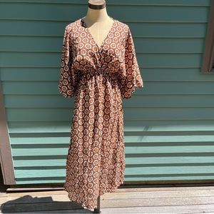 Bucketlist Geographic Printed V-Neck Midi Dress
